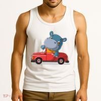 Happy Hippo Drive A Car Tank Top thumb 3