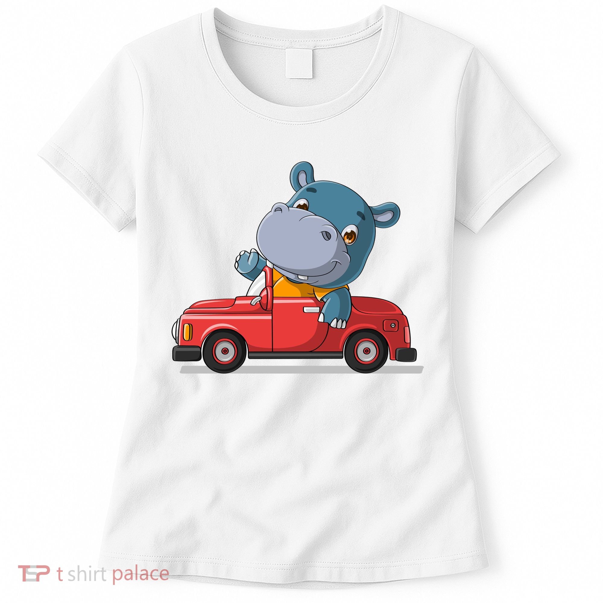 Happy Hippo Drive A Car Women's T-Shirt