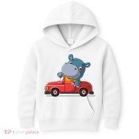 Happy Hippo Drive A Car Kids Hoodie thumb 0