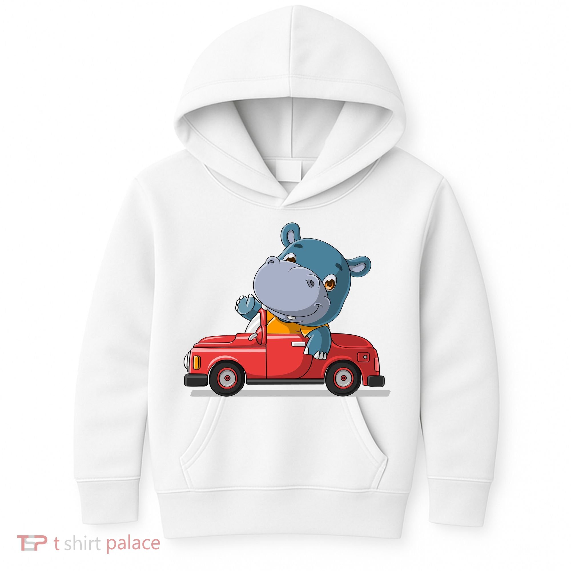 Happy Hippo Drive A Car Kids Hoodie
