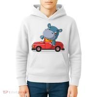 Happy Hippo Drive A Car Kids Hoodie thumb 4