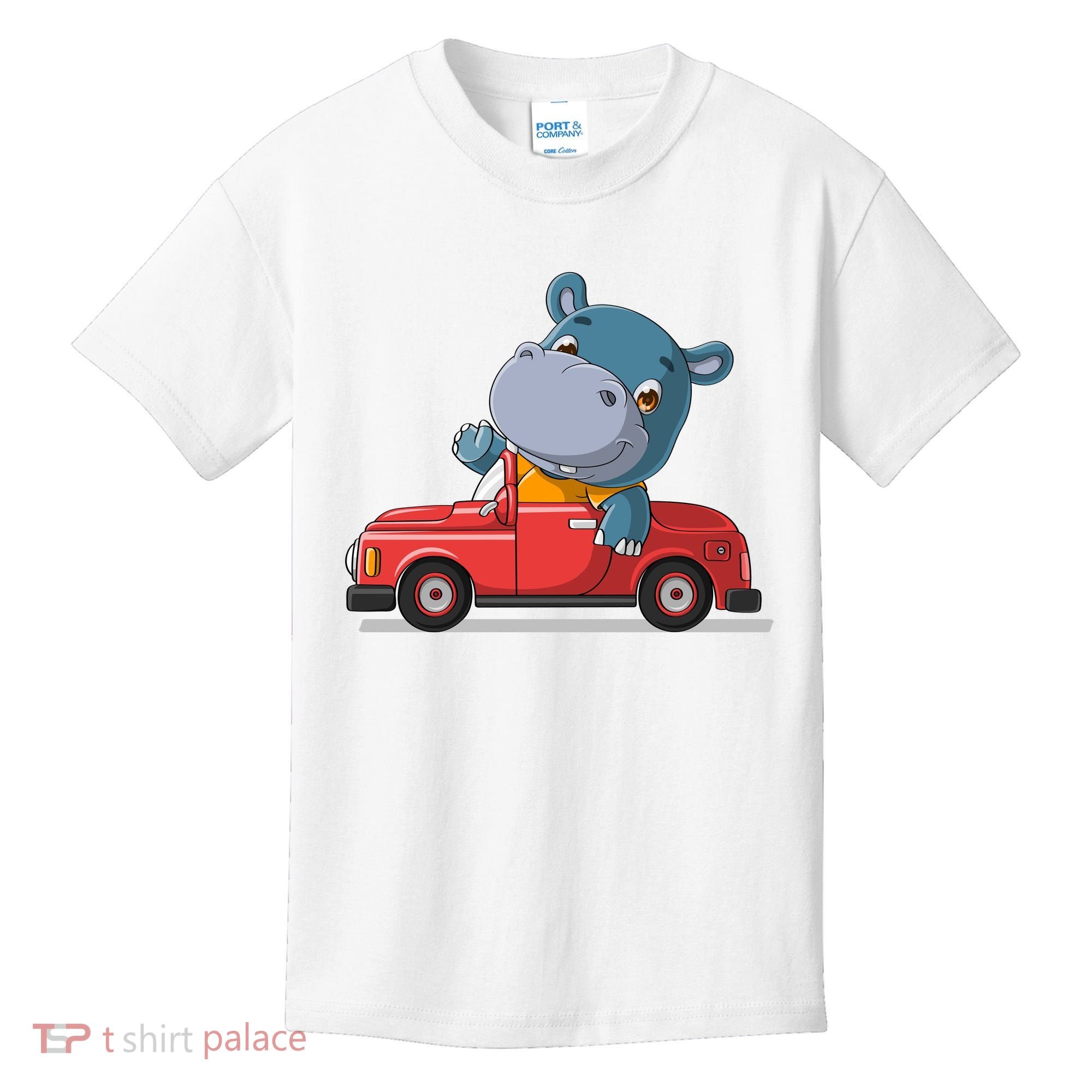 Happy Hippo Drive A Car Kids T-Shirt