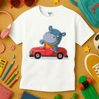 Happy Hippo Drive A Car Kids T-Shirt thumb 3