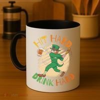 Hit Hard Drink Hard St Patrick's Day Coffee Mug thumb 4