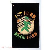 Hit Hard Drink Hard St Patrick's Day Golf Towel thumb 0