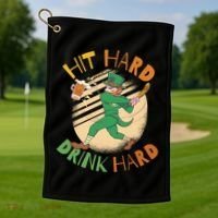 Hit Hard Drink Hard St Patrick's Day Golf Towel thumb 1