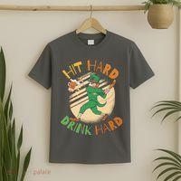 Hit Hard Drink Hard St Patrick's Day T-Shirt thumb 2
