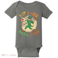 Hit Hard Drink Hard St Patrick's Day Baby Bodysuit thumb 0