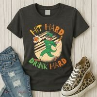 Hit Hard Drink Hard St Patrick's Day Women's T-Shirt thumb 3