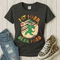 Hit Hard Drink Hard St Patrick's Day Women's T-Shirt thumb 3