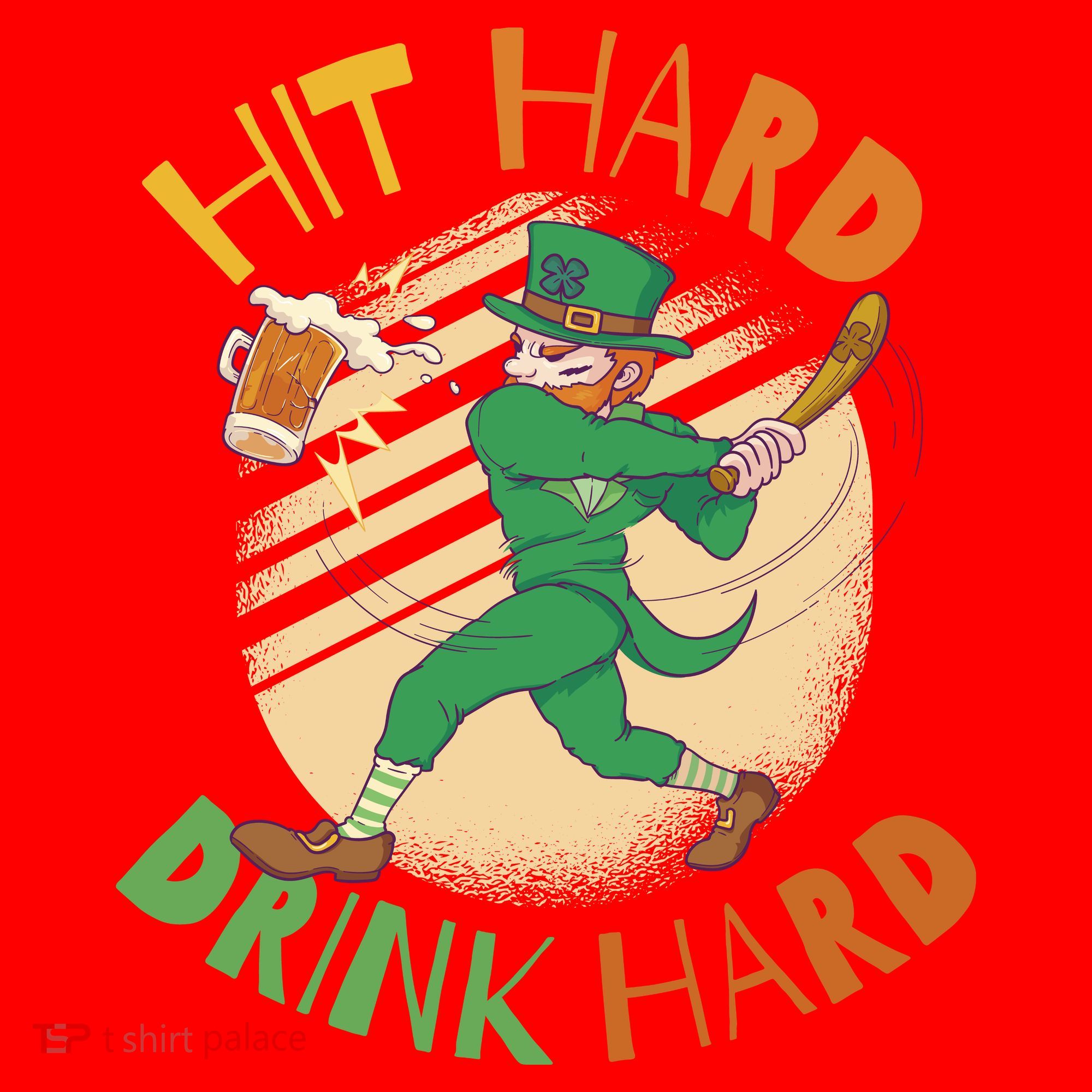 Hit Hard Drink Hard St Patrick's Day Santa Hat