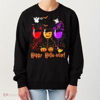 Happy Hallowine Drinking Scary Ghost Boo Pumpkin Halloween Women's Sweatshirt thumb 0