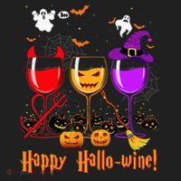 Happy Hallowine Drinking Scary Ghost Boo Pumpkin Halloween Women's Sweatshirt thumb 2