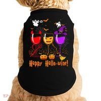 Happy Hallowine Drinking Scary Ghost Boo Pumpkin Halloween Doggie Tank thumb 0