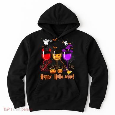 Happy Hallowine Drinking Scary Ghost Boo Pumpkin Halloween Hoodie
