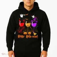 Happy Hallowine Drinking Scary Ghost Boo Pumpkin Halloween Hoodie thumb 2