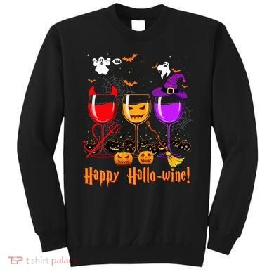 Happy Hallowine Drinking Scary Ghost Boo Pumpkin Halloween Sweatshirt