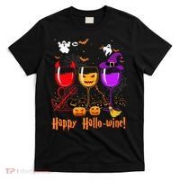 Happy Hallowine Drinking Scary Ghost Boo Pumpkin Halloween T-Shirt thumb 0