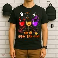 Happy Hallowine Drinking Scary Ghost Boo Pumpkin Halloween T-Shirt thumb 6
