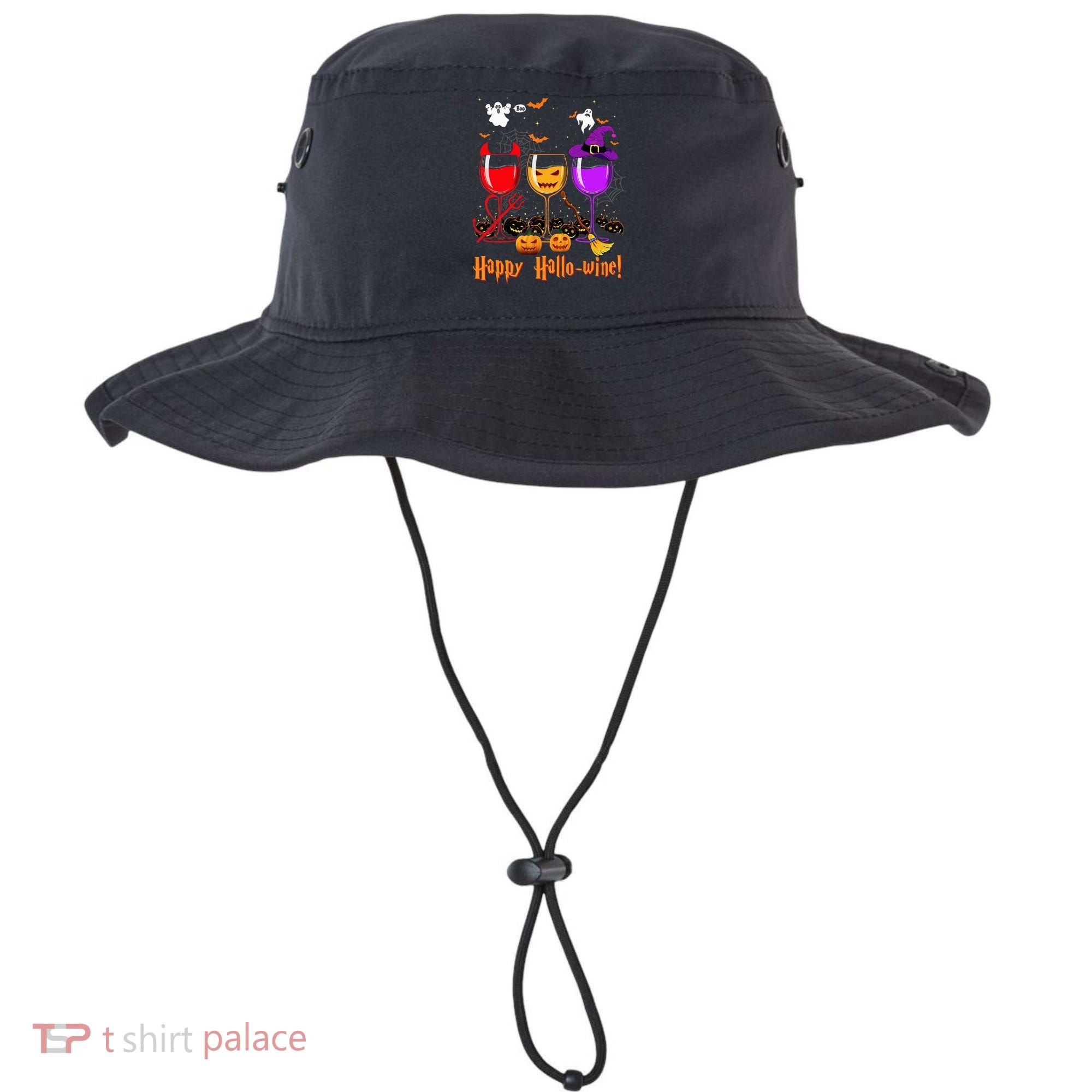 Happy Hallowine Drinking Scary Ghost Boo Pumpkin Halloween Bucket Hat