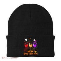 Happy Hallowine Drinking Scary Ghost Boo Pumpkin Halloween Beanie thumb 0