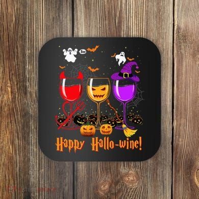 Happy Hallowine Drinking Scary Ghost Boo Pumpkin Halloween Coaster