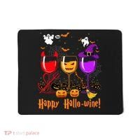 Happy Hallowine Drinking Scary Ghost Boo Pumpkin Halloween Mousepad thumb 0
