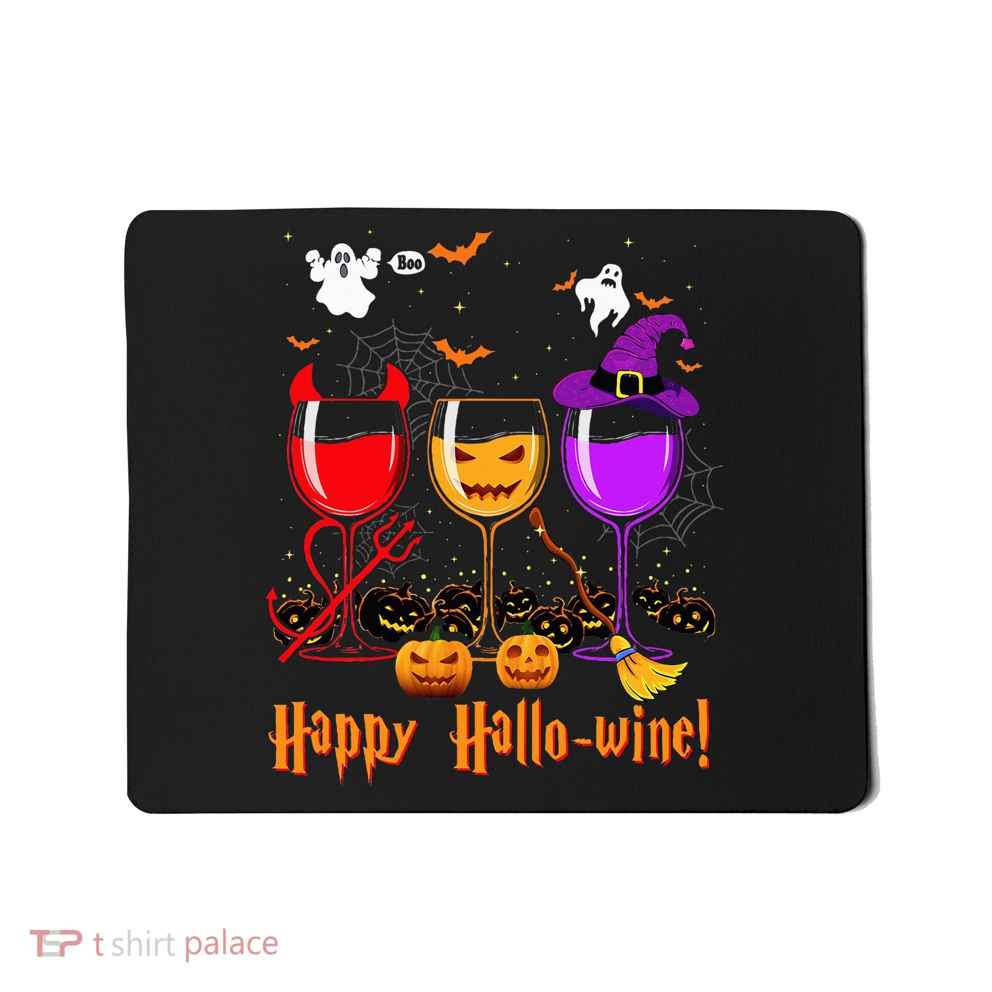 Happy Hallowine Drinking Scary Ghost Boo Pumpkin Halloween Mousepad