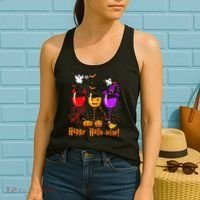 Happy Hallowine Drinking Scary Ghost Boo Pumpkin Halloween Women's Tank Top thumb 2