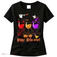 Happy Hallowine Drinking Scary Ghost Boo Pumpkin Halloween Women's T-Shirt thumb 0