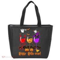 Happy Hallowine Drinking Scary Ghost Boo Pumpkin Halloween Tote Bag thumb 0