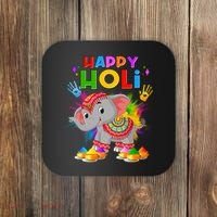 Happy Holi Elephant Celebrating Hindu Holiday Coaster thumb 0