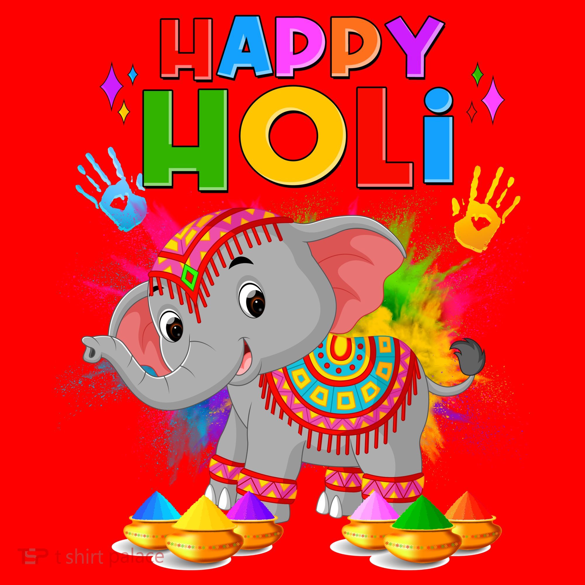 Happy Holi Elephant Celebrating Hindu Holiday Santa Hat