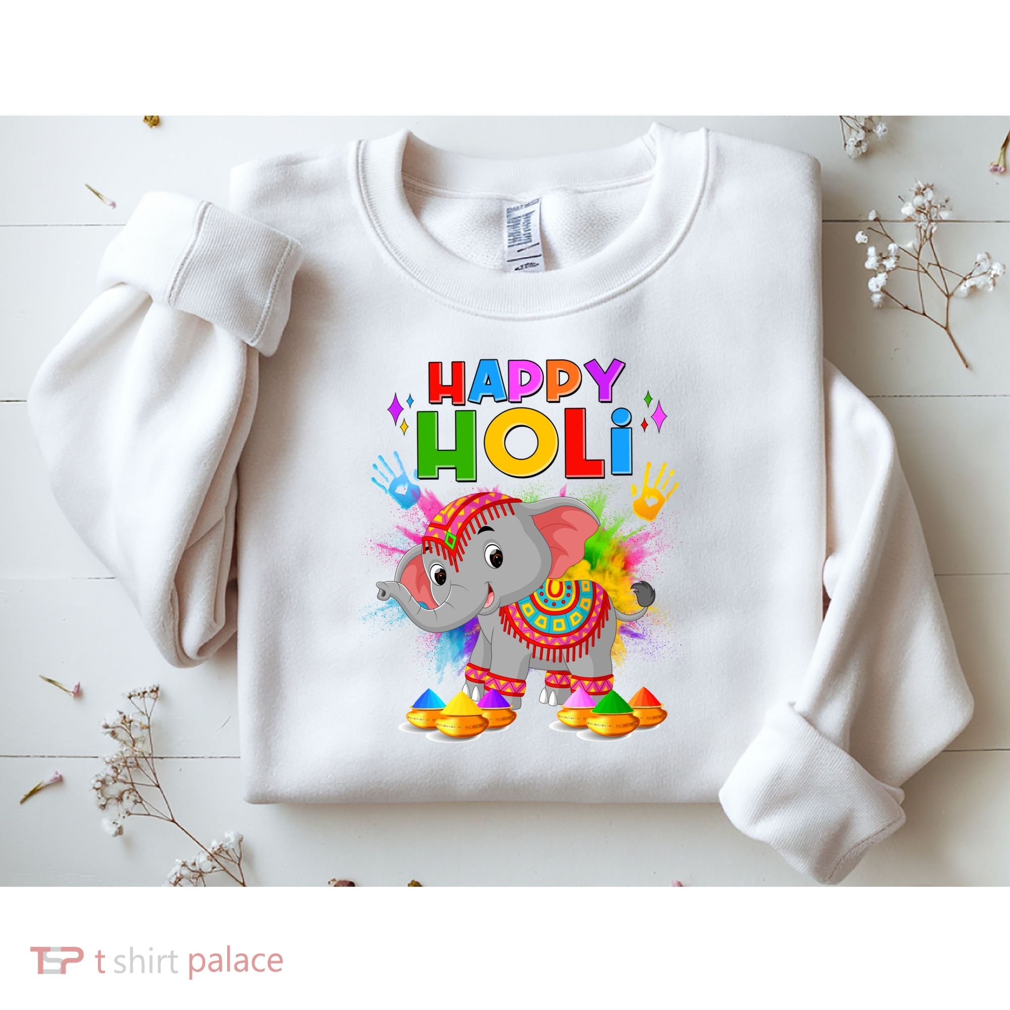 Happy Holi Elephant Celebrating Hindu Holiday Sweatshirt