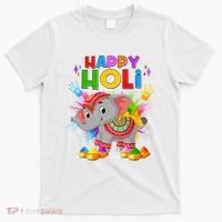 Happy Holi Elephant Celebrating Hindu Holiday T-Shirt thumb 0