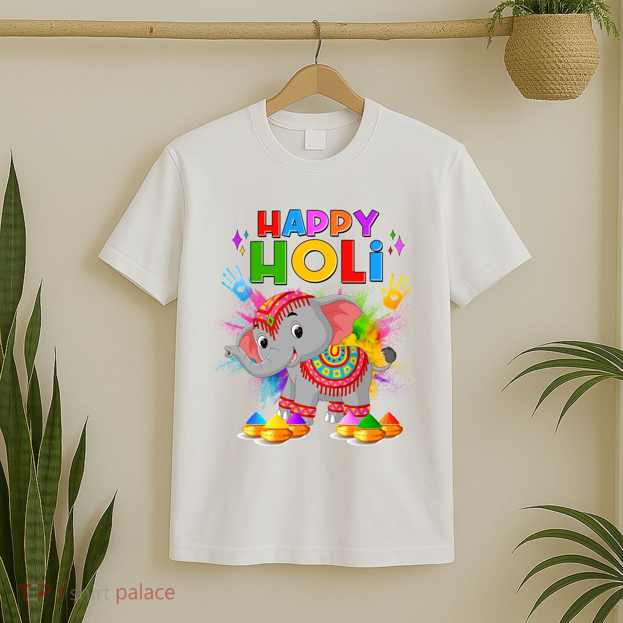 Happy Holi Elephant Celebrating Hindu Holiday T-Shirt