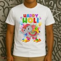 Happy Holi Elephant Celebrating Hindu Holiday T-Shirt thumb 3