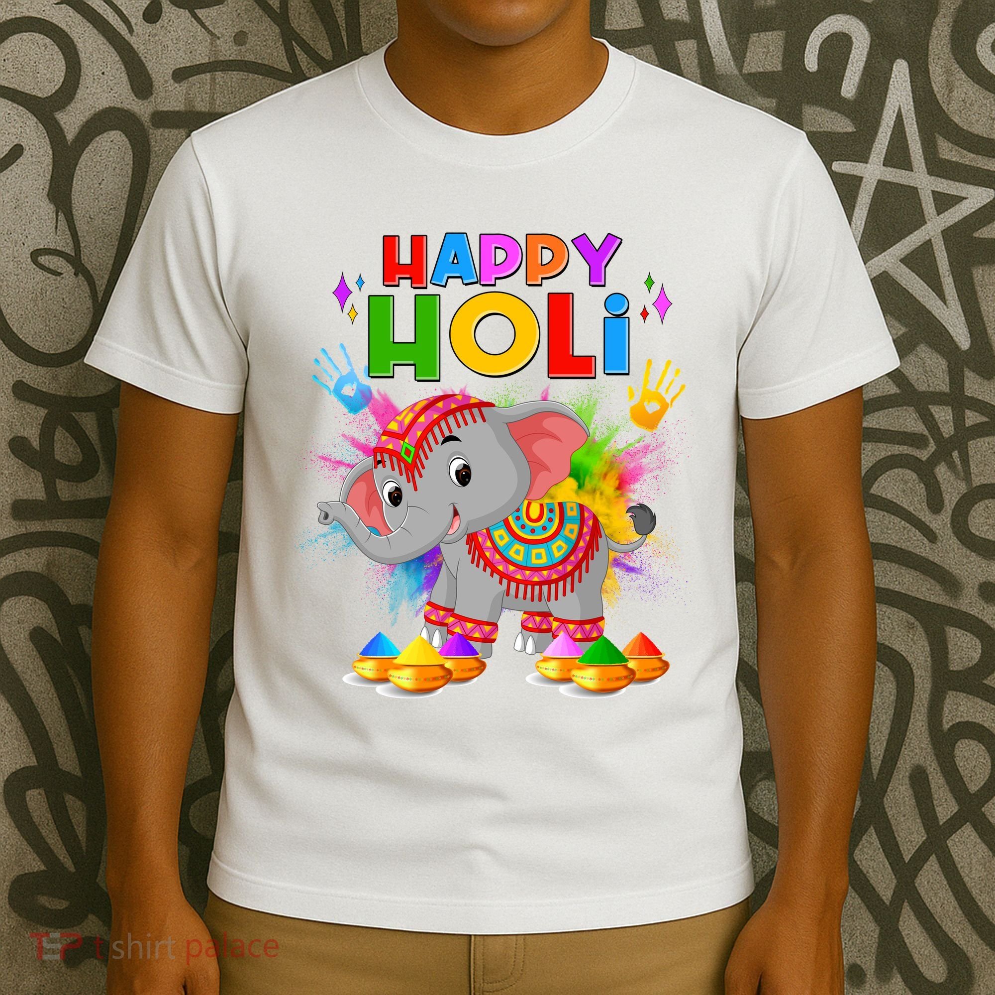 Happy Holi Elephant Celebrating Hindu Holiday T-Shirt