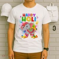 Happy Holi Elephant Celebrating Hindu Holiday T-Shirt thumb 6