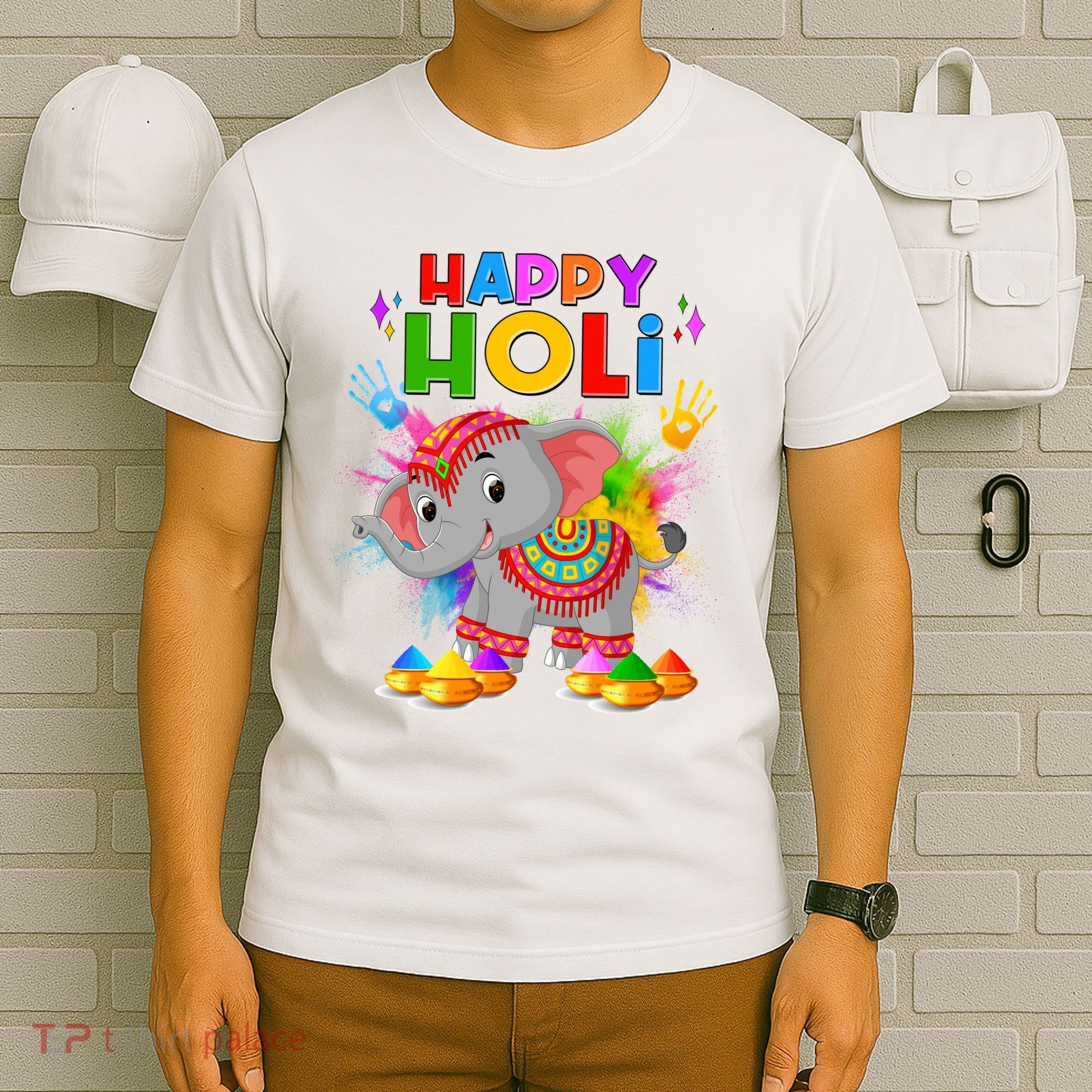 Happy Holi Elephant Celebrating Hindu Holiday T-Shirt