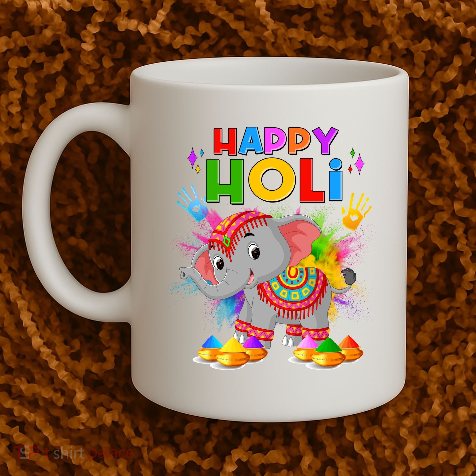 Happy Holi Elephant Celebrating Hindu Holiday Coffee Mug