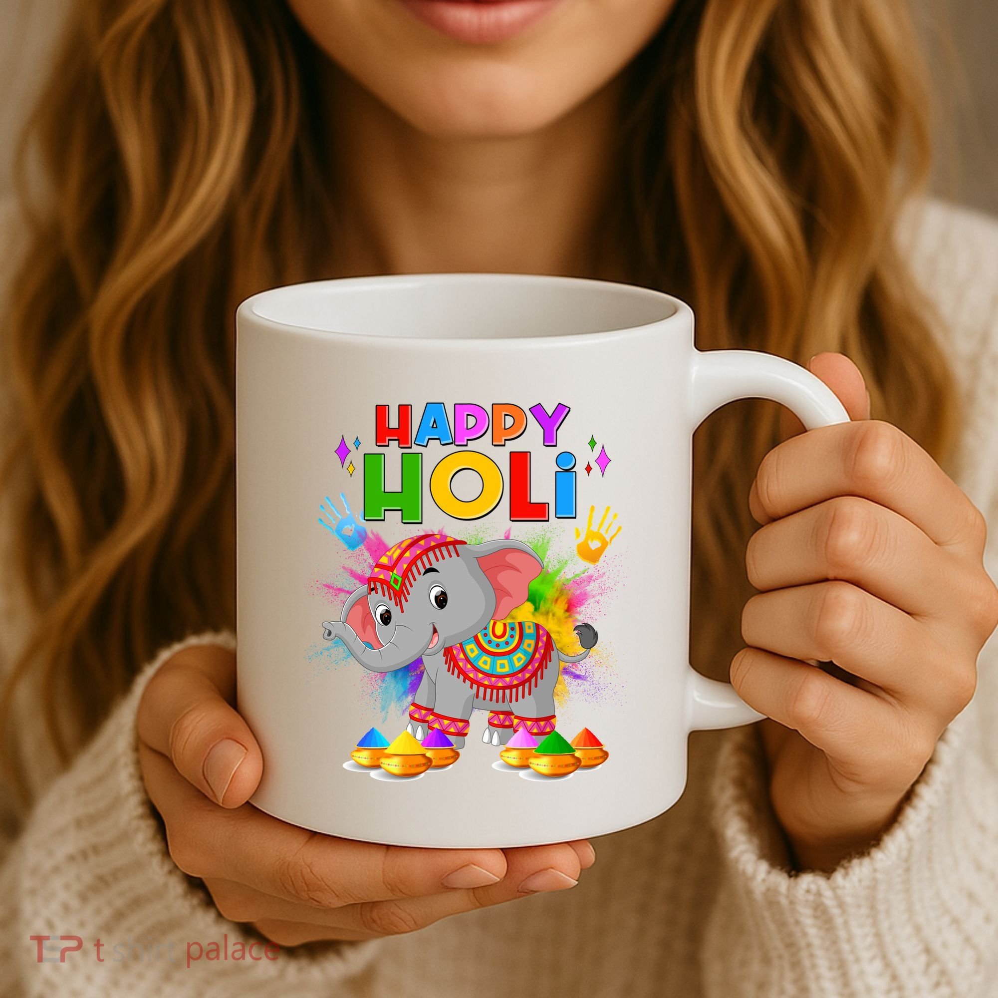 Happy Holi Elephant Celebrating Hindu Holiday Coffee Mug