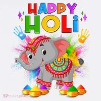 Happy Holi Elephant Celebrating Hindu Holiday Ornament thumb 1