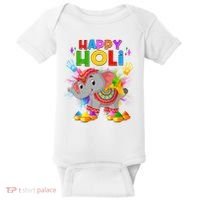 Happy Holi Elephant Celebrating Hindu Holiday Baby Bodysuit thumb 0