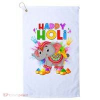 Happy Holi Elephant Celebrating Hindu Holiday Golf Towel thumb 0