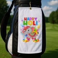 Happy Holi Elephant Celebrating Hindu Holiday Golf Towel thumb 2
