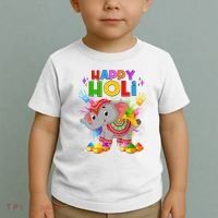 Happy Holi Elephant Celebrating Hindu Holiday Toddler T-Shirt thumb 2