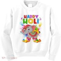 Happy Holi Elephant Celebrating Hindu Holiday Kids Sweatshirt thumb 0