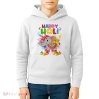 Happy Holi Elephant Celebrating Hindu Holiday Kids Hoodie thumb 4