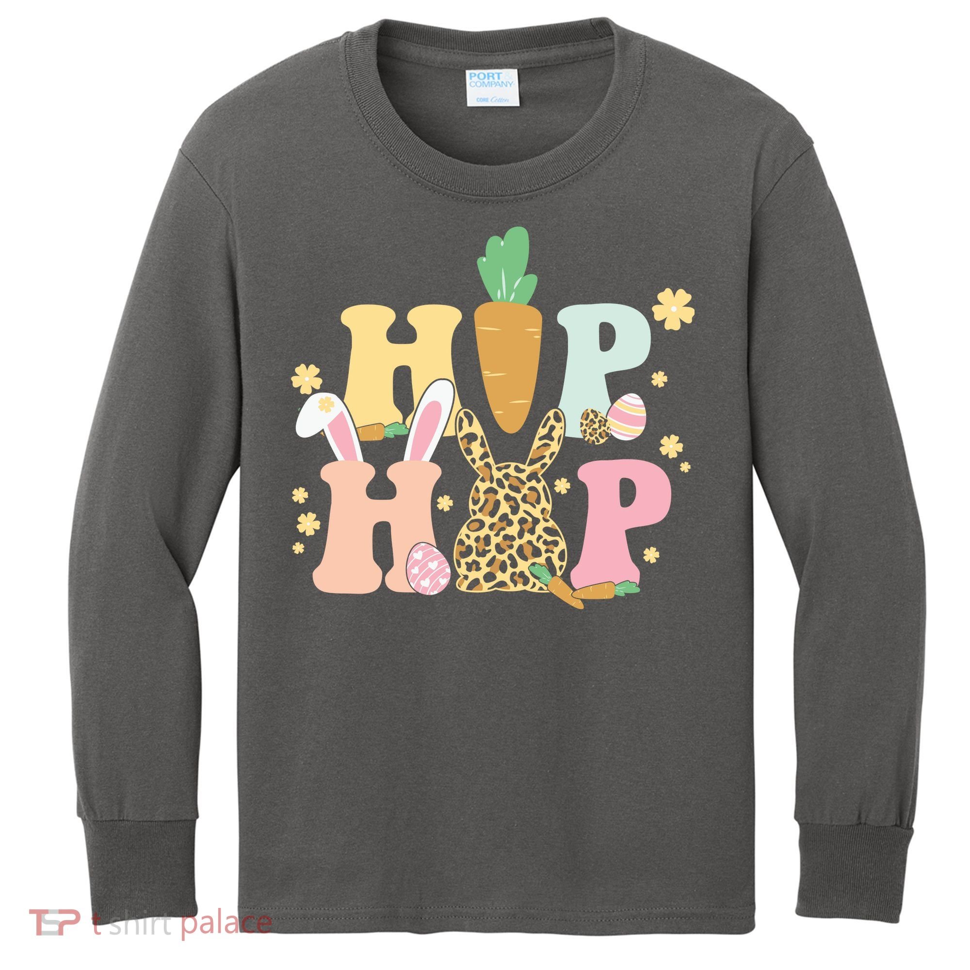 Hip Hop Easter Bunny Festive Spring Kids Long Sleeve Shirt
